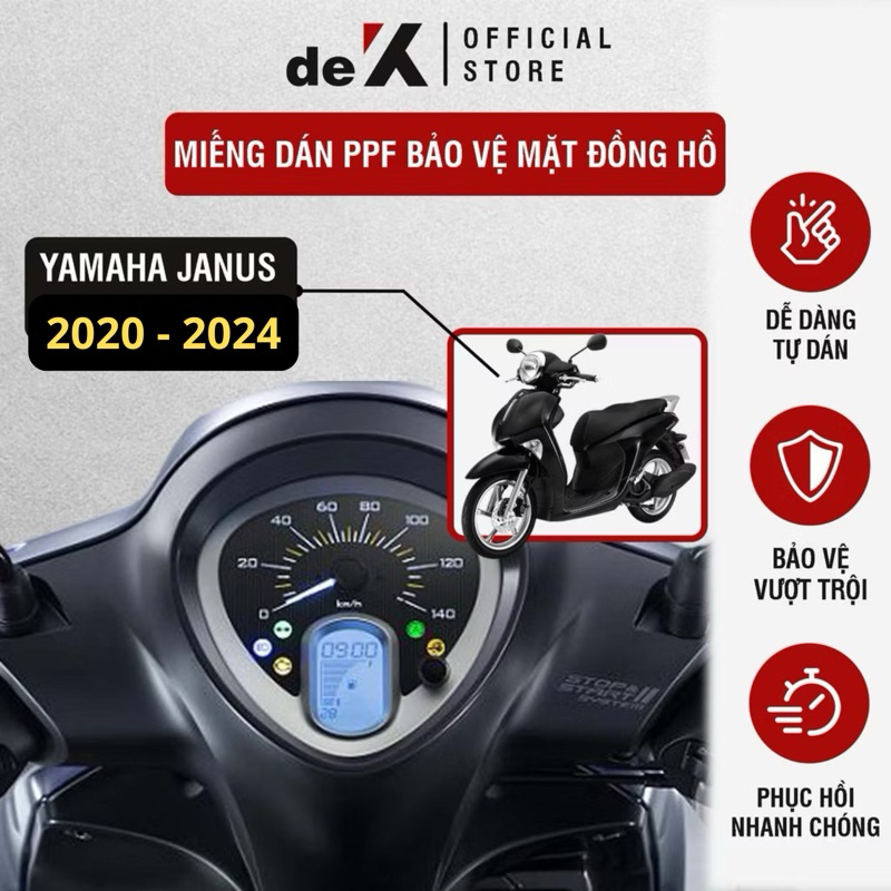 Miếng dán PPF bảo vệ mặt đồng hồ xe Yamaha Janus 2020- 2025 | deK chống xước phục hồi hoàn hảo.