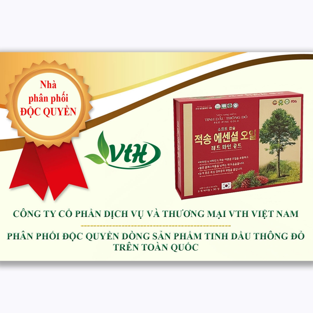 Combo 2 Hộp 90 Viên Tinh Dầu Thông Đỏ Chính Hãng VTH Việt Nam giúp làm tan mỡ máu, hạn chế tai biến, giảm đường huyết
