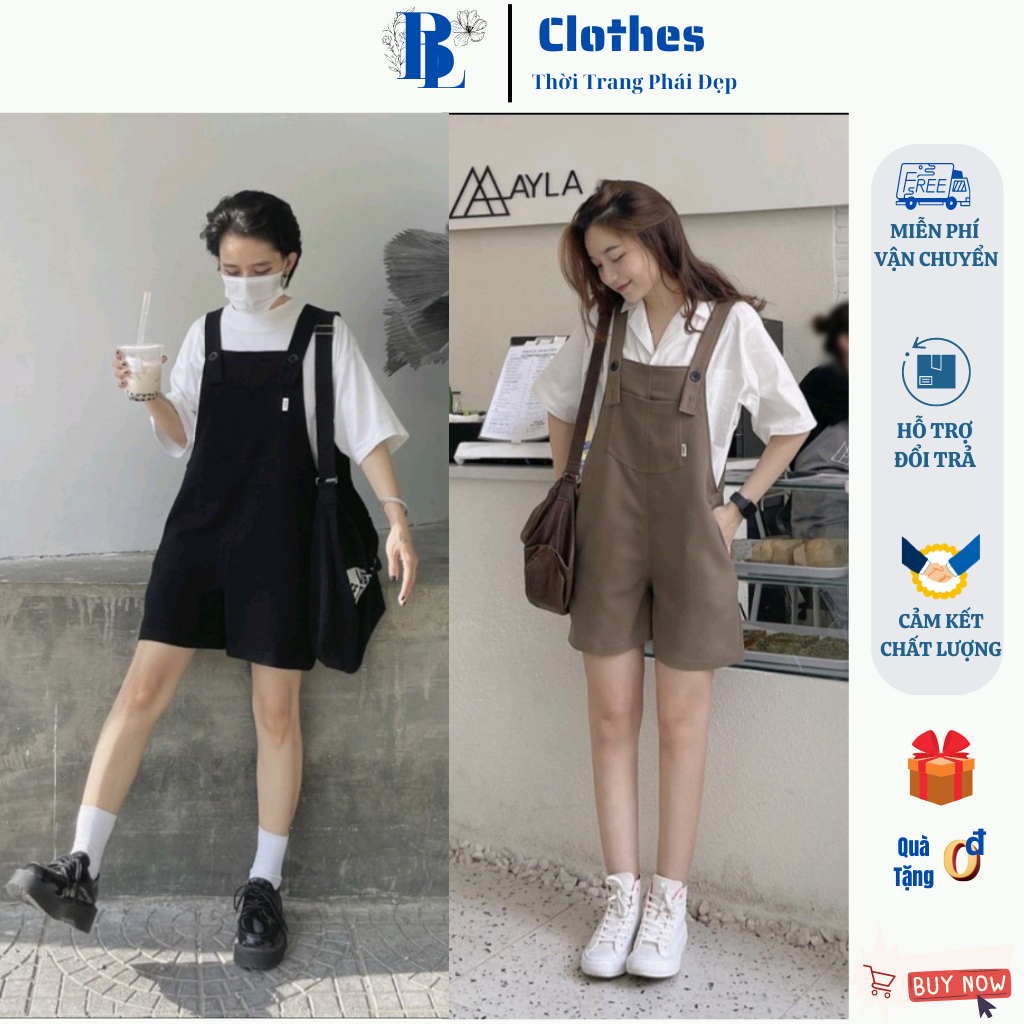 Quần Short Yếm Nữ Dáng Rộng Belle’s Clothes Chất Vải VItex Đanh Mịn Phong Cách Hàn Quốc