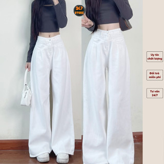 Quần jeans trắng công sở ống rộng tôn dáng chất mềm đẹp CAO CẤP 247STORE Jean7646_P6K11
