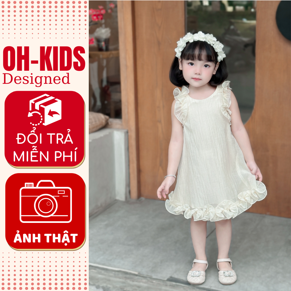 Váy bé gái ba lỗ sát nách phối cánh tiên vải tơ mềm mát xuất khẩu OH KIDS OH32