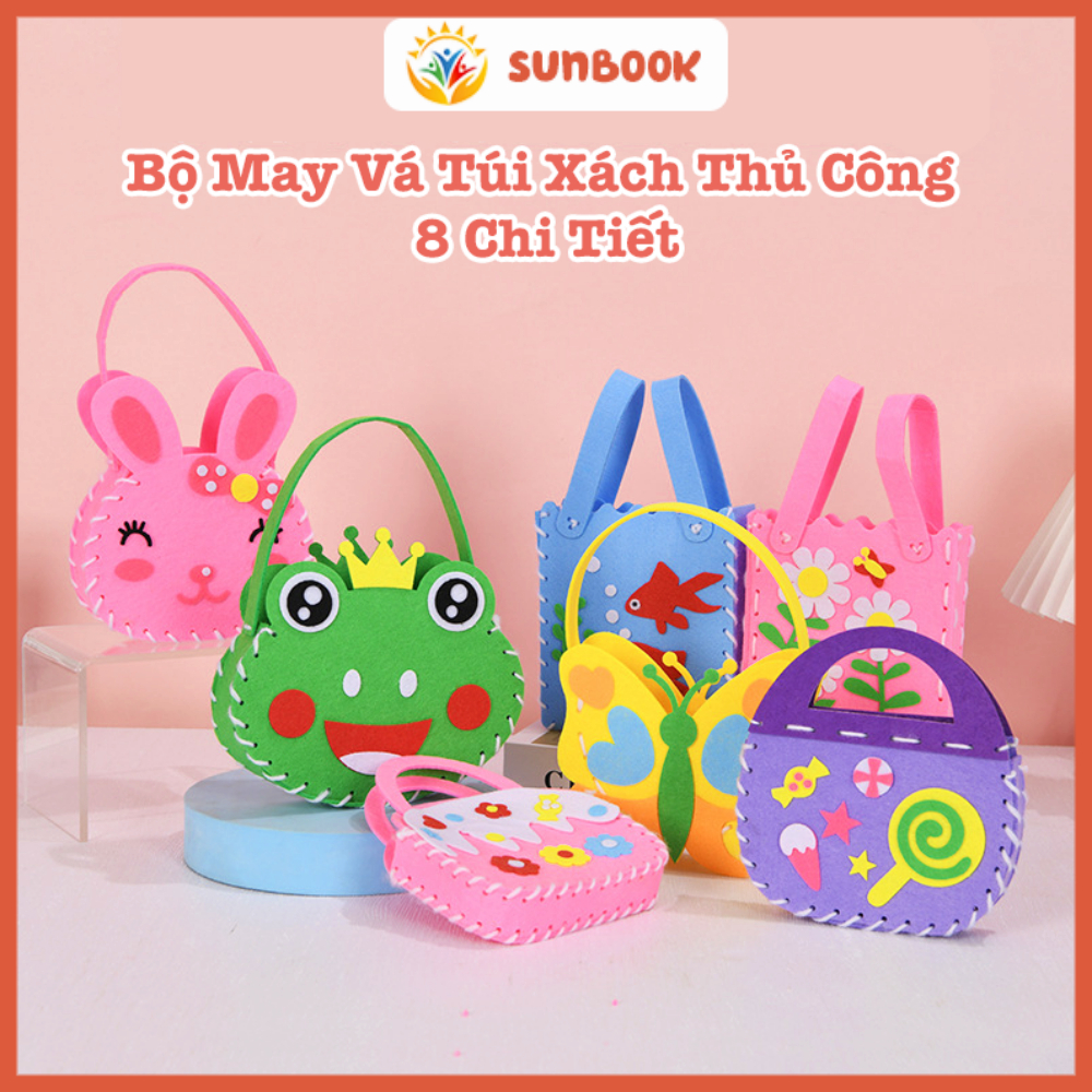 Bộ Dụng Cụ May Vá Túi Xách Thủ Công 8 Chi Tiết Cho Bé Kèm Kim Khâu Và Chỉ, Bộ Đồ Chơi May Vá Cho Bé Túi Xách