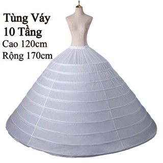  Tùng Váy Cô Dâu 10 Tầng Làm Phồng Váy Cô Dâu  chiều dài khoảng 120cm đường kính 170cm 