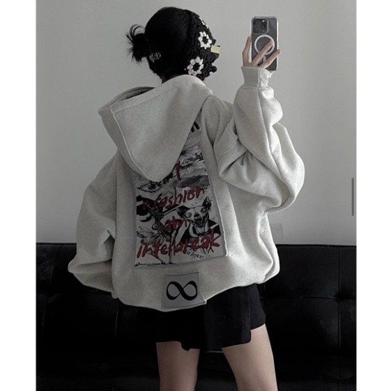 Áo Hoodie Zip INFINITY INTERBREAK Hoạ Tiết Chất Nỉ Bông Trần Cao Cấp Bo Chun Chắc Chắc Siêu Đẹp Mũ Rộng Forrm Unisex