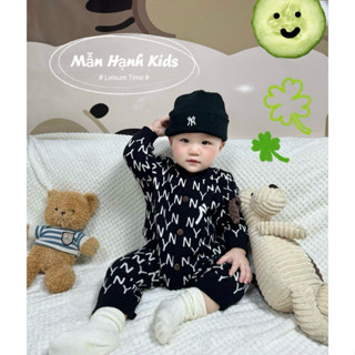 Set len body N.Y đen cho bé [ tặng kèm mũ ] đồ bé trai sơ sinh mùa đông