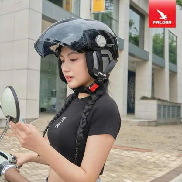 Nón Bảo Hiểm FALCON F17 Màu Đen Bóng (Kèm sẵn ốp tai)
