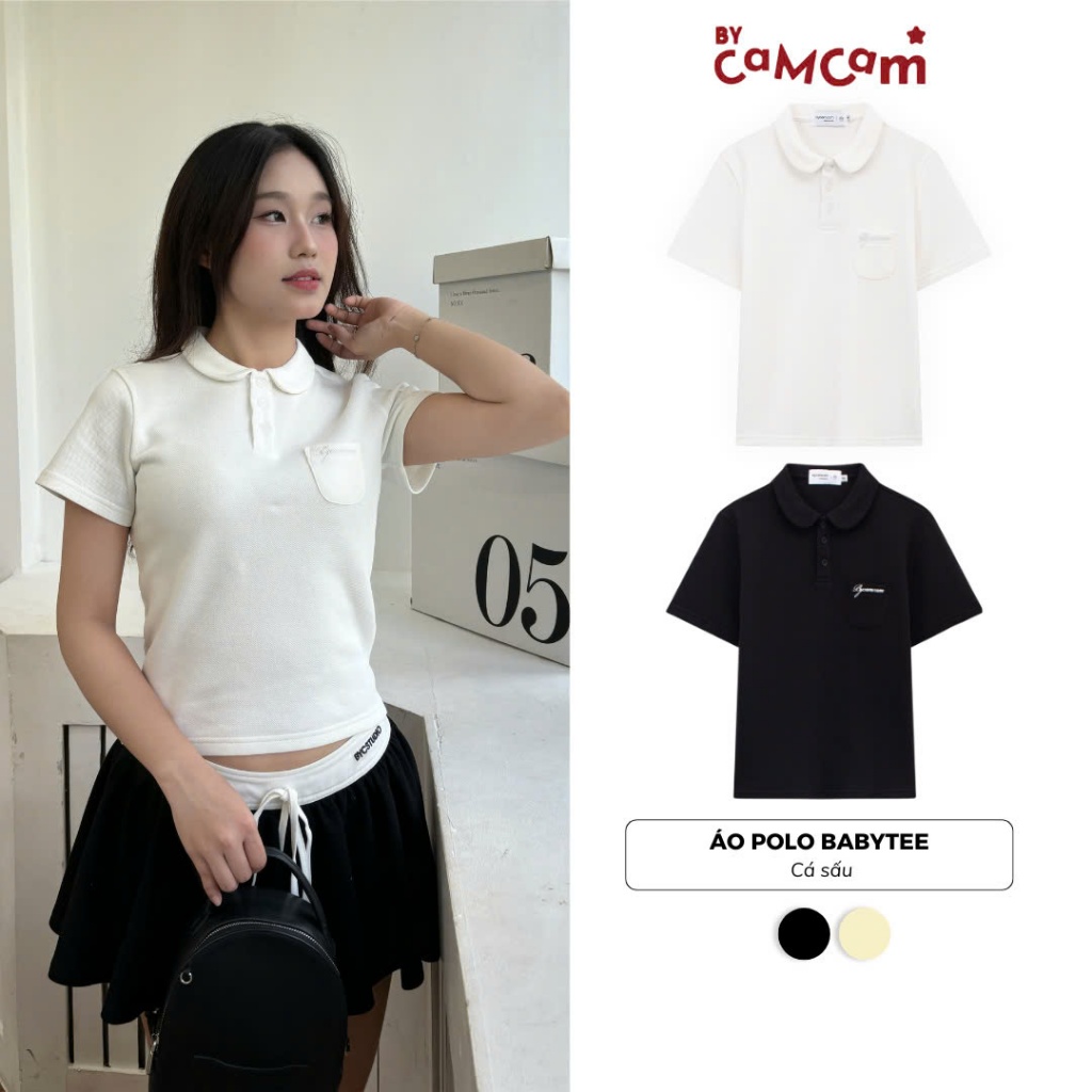 [AI NGOÀI EM] Áo Polo Basic Babytee 𝑩𝒚𝒄𝒂𝒎𝒄𝒂𝒎 Cho Nữ Vải Cá Sấu Cotton Logo Thêu Túi Ngực APN007 | BigBuy360 - bigbuy360.vn