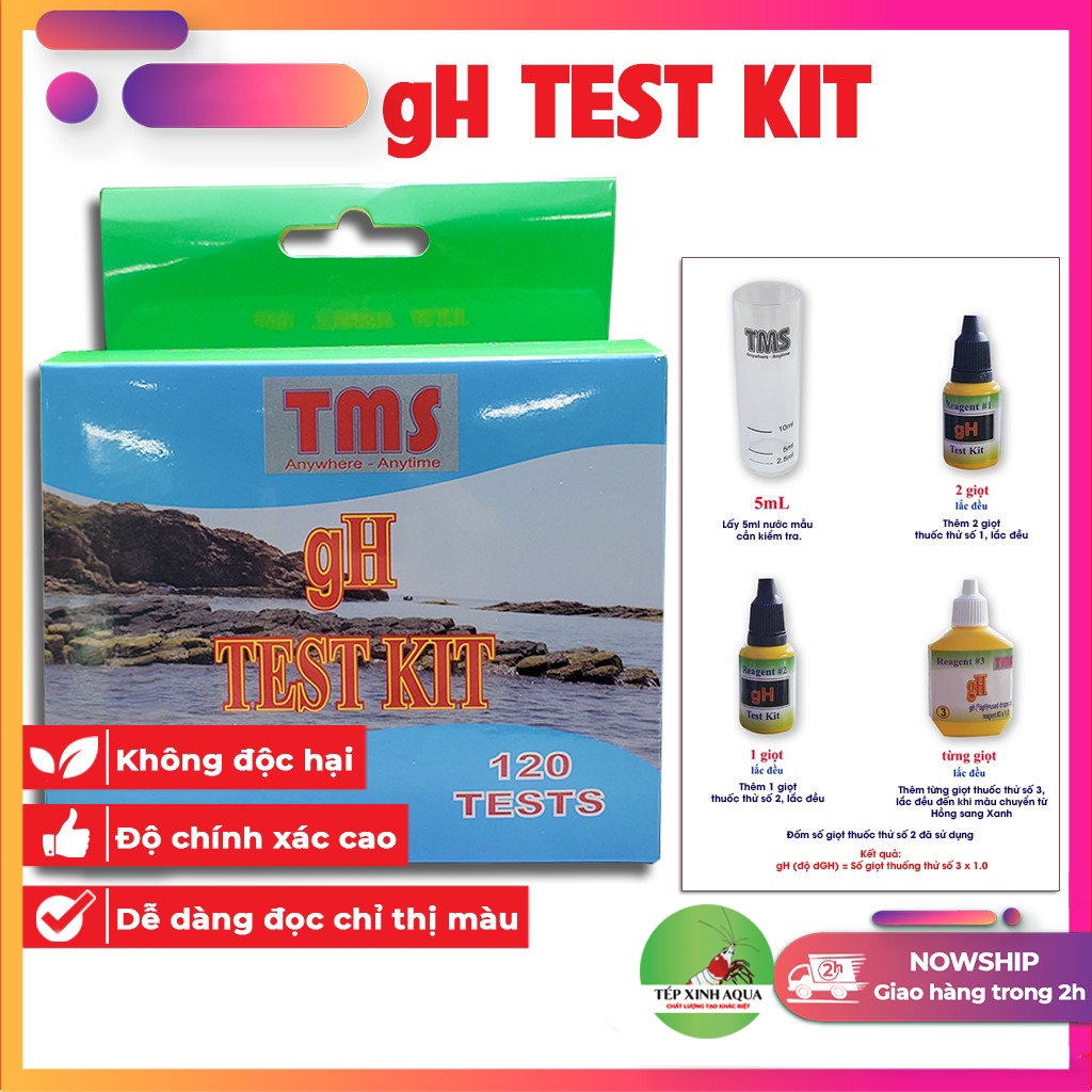 TMS - Bộ đo GH & Kit Test Độ Cứng cho Nước Ngọt - Nước sinh hoạt -  Khoáng Tép Cảnh & Thủy Sản