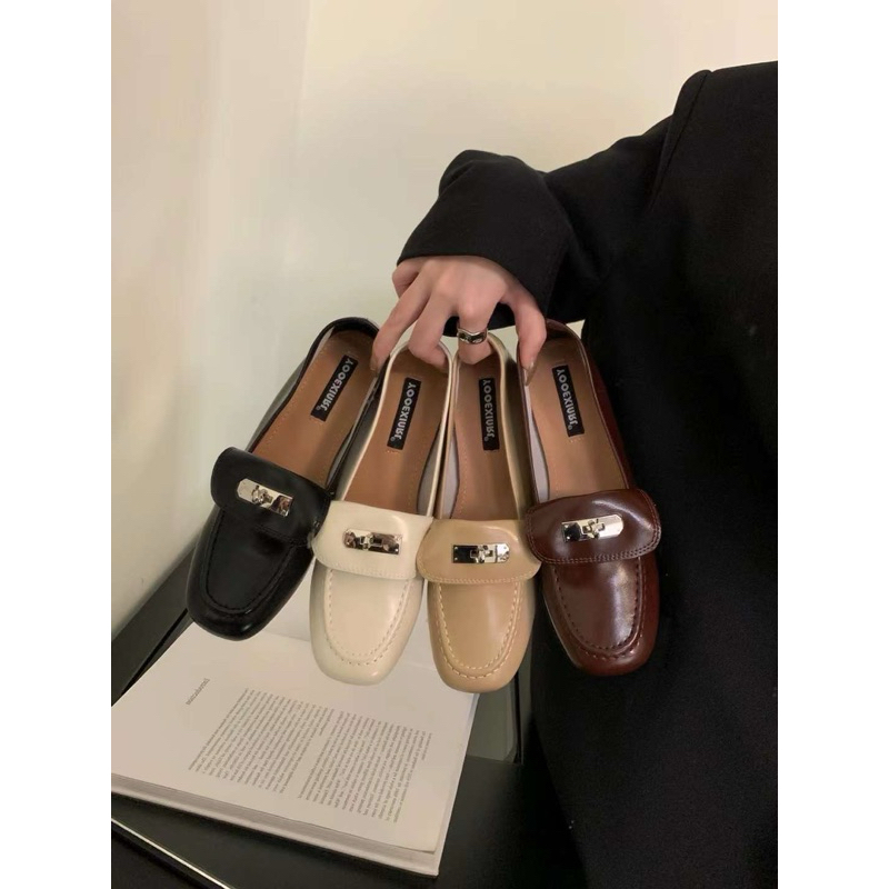 Giày loafer mũi lật - Giày lười nữ đế vuông 3cm