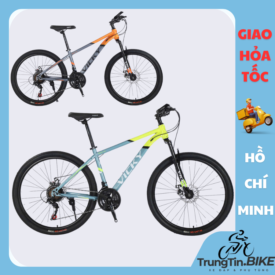 Xe Đạp Địa Hình VICKY Size 24in - 26in Tay Đề - Phuột Nhún VF4-6 - Giao Hỏa Tốc HCM