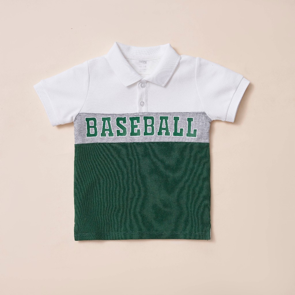 Áo polo bé trai ILABY chất lacoste phối màu hình in sắc nét viền chân cổ xẻ hai bên sườn [2525]