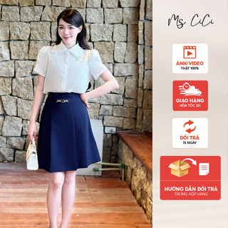 Chân váy Rina xếp ly dáng lỡ Ms Cici lên form trẻ trung, đai liền phụ kiện tinh tế, lịch sự (có lót quần) CV2409