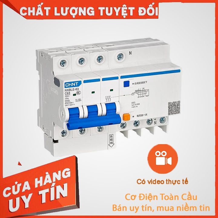[CHÍNH HÃNG] Attomat chống dòng dò Chint Attomat NXBLE-63 3P+N 63A, NXBLE - 125 3P+N 100A