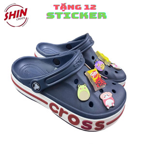 dép cross💖FREESHIP💖dép cross đế bánh mì  bây họa tiết  xanh than viền đỏ tặng thêm 12 sticker cross