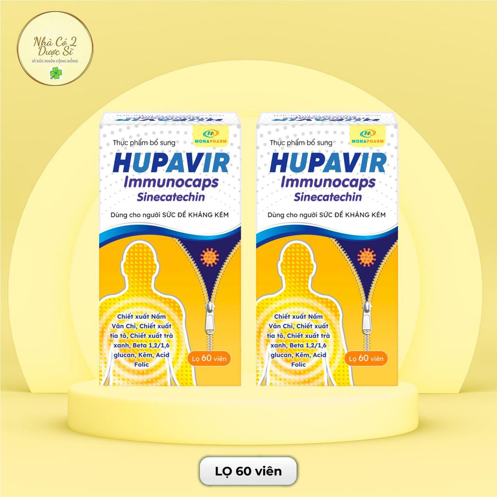 [Che tên] Viên uống Hupavir Immunocaps tăng đề kháng hộp 60 viên - Hỗ trợ tăng đào thải hpv, sùi mào gà cho nam và nữ