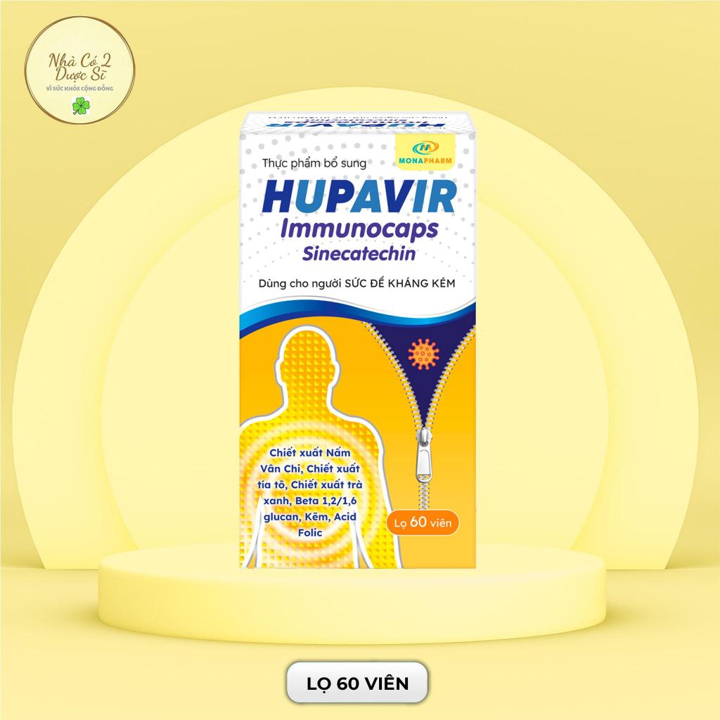 [Che tên] Viên uống Hupavir Immunocaps tăng đề kháng hộp 60 viên - Hỗ trợ tăng đào thải hpv, sùi mào gà cho nam và nữ