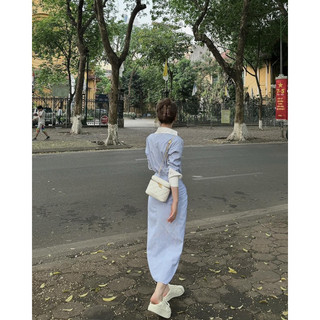 Set 2 món sơ mi chân váy vạt chéo