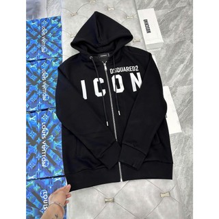  Áo Khoác Hoodie Zip Nam Nữ Dsq2 Nỉ Bông Họa Tiết In Chữ ICON Trắng Ngang Ngực Bo Ống Dày Dặn Cao Cấp Boy Phố 