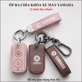 Ốp da chìa khóa xe máy Yamaha 2023 2024 Exciter, NVX, Janus, Grande, Freego Da Màu Nâu, Đen Và Hồng