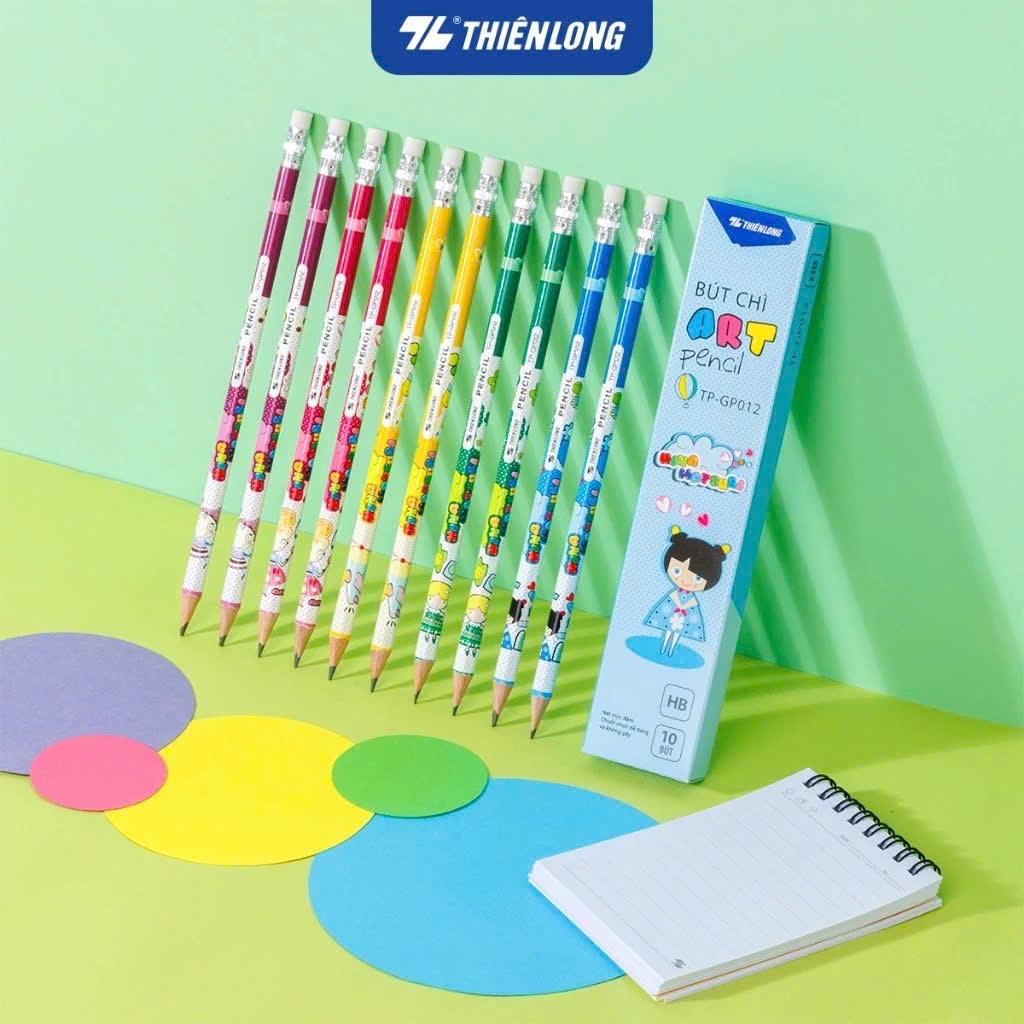Bút chì gỗ HB Thiên Long Điểm 10 TP-GP012, thiết kế nhỏ gọn, thân thẳng tròn dễ dàng cầm nắm