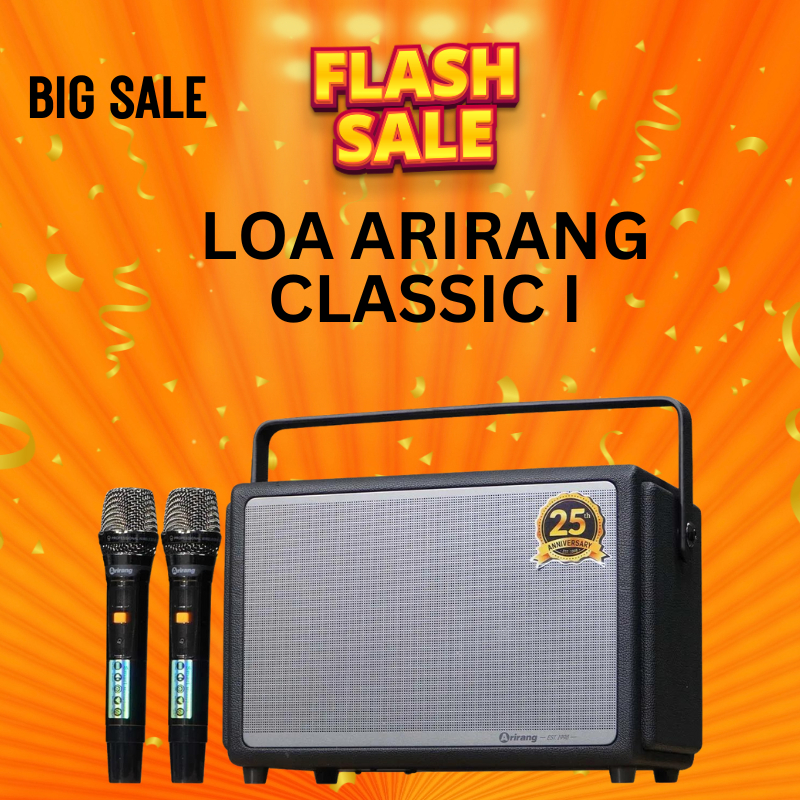 Loa Bluetooth Di Động  Arirang Classic I, Bass 16.5cm, Công Suất 150W, Kèm 2 Tay Mic