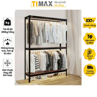 Kệ treo quần áo TIMAX chất liệu thép Posco phối mặt gỗ Dongwa bền bỉ chịu lực cao kiểu dáng hiện đại