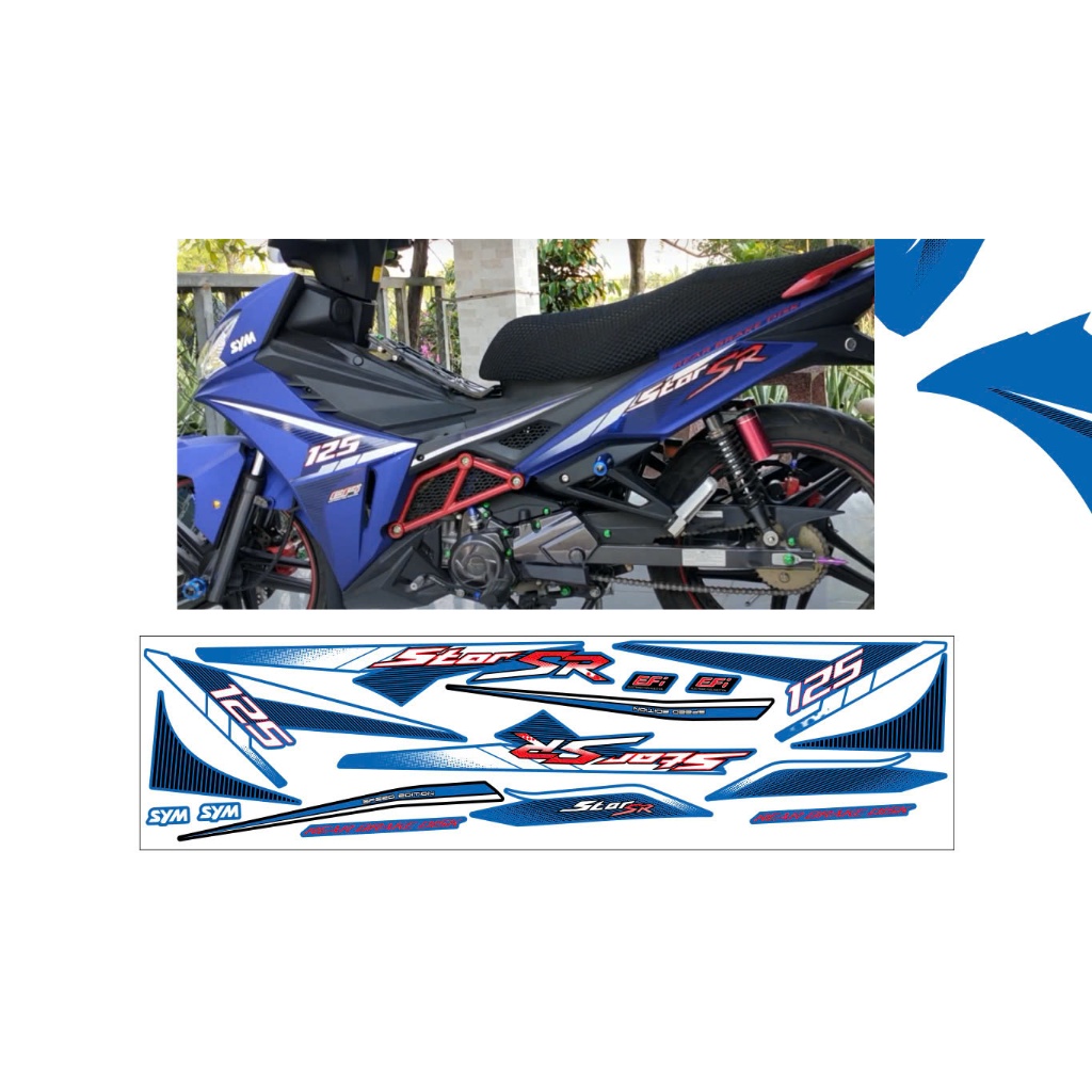 TEM SYM STAR SR 125 MẪU THIẾT KẾ ZIN XANH CAO CẤP, TEM 3 LỚP SIÊU DÍNH