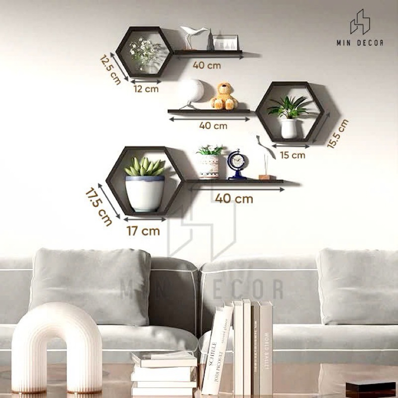 Kệ lục giác, kệ tổ ông treo tường trang trí decor nhà cửa phòng làm việc nhiều màu tặng kèm phụ kiện lắp đặt