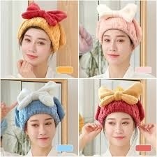Khăn Quấn Ủ Tóc, Khô Tóc Hình Nơ Siêu Thấm Hút - Khăn Lau Tóc Gội Đầu Lông Cừu Mềm - Mũ Quấn Tóc Thấm Hút