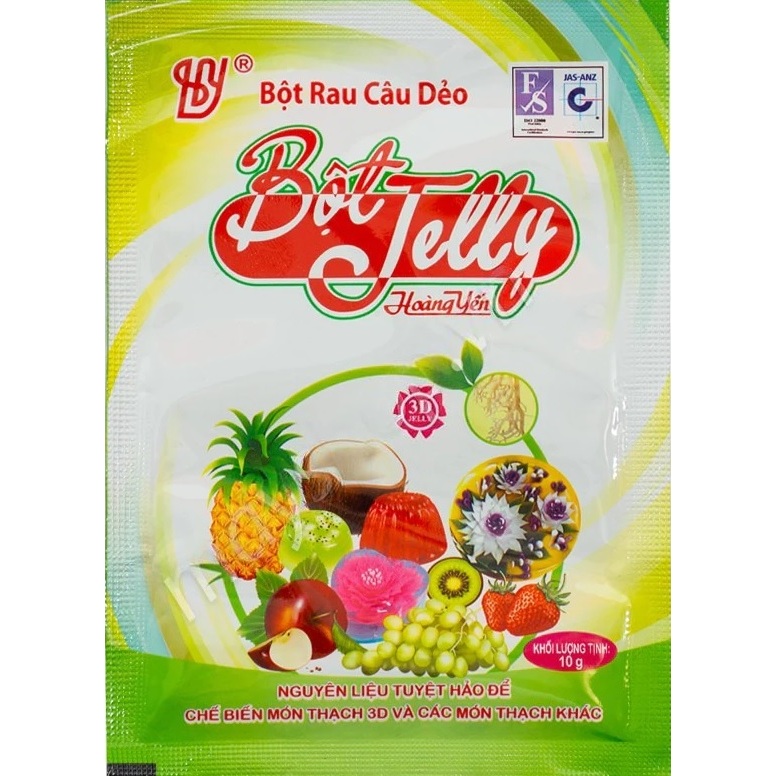Bột Jelly Hoàng Yến (10g) Hải Phòng, bột rau câu dẻo hàng mới, chuẩn chính hãng 100%