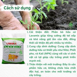 Phân Bò Lavamix Đã Qua Xử Lý, Phân Bò Hữu Cơ, Bón Lót Rau Củ, Cải Thiện Đất Trồng  - Túi 3dm3