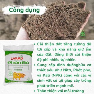 Phân Bò Lavamix Đã Qua Xử Lý, Phân Bò Hữu Cơ, Bón Lót Rau Củ, Cải Thiện Đất Trồng  - Túi 3dm3