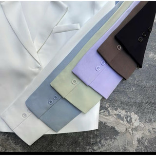 Áo Khoác Blazer Lửng 2 Lớp Có Đệm Vai Freesize Dưới 60kg