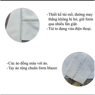 Áo Khoác Blazer Lửng 2 Lớp Có Đệm Vai Freesize Dưới 60kg