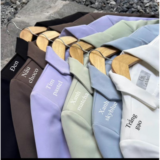 Áo Khoác Blazer Lửng 2 Lớp Có Đệm Vai Freesize Dưới 60kg