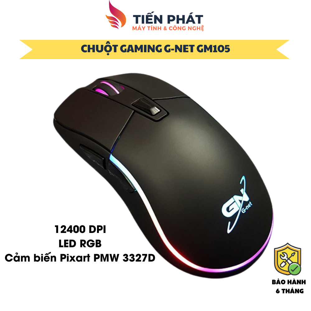 Chuột Máy Tính Gaming GNET GM105 | Màu Đen, Led RGB - Chính Hãng RGB có LED Chuyên Game