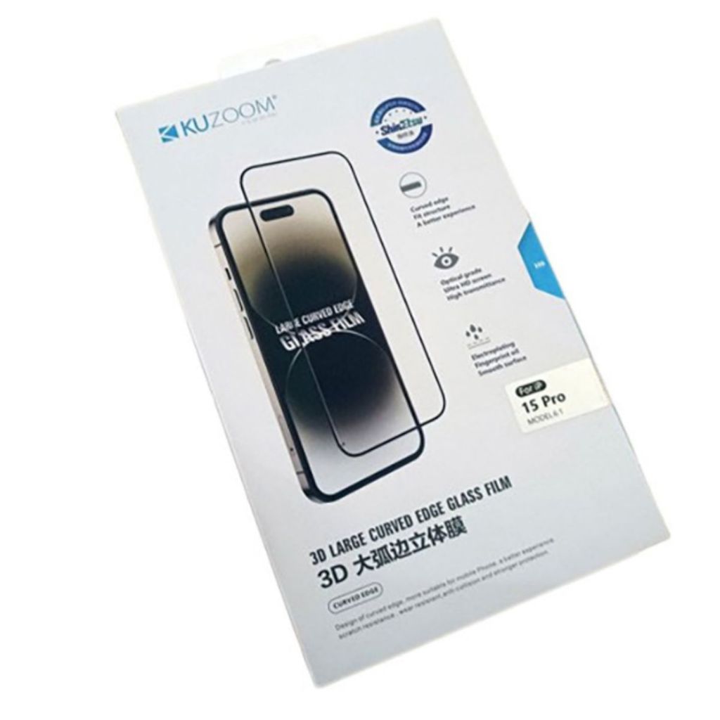 Kính cường lực TRONG Kuzoom 3D dành cho dòng iP 16 (Hàng chính hãng)