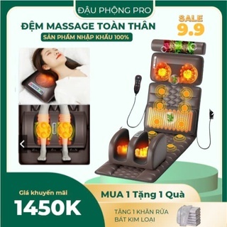 Đệm Massage toàn thân , đệm kèm gối xông thảo mộc, massage cổ vai gáy và massage chân, nệm massage toàn thân