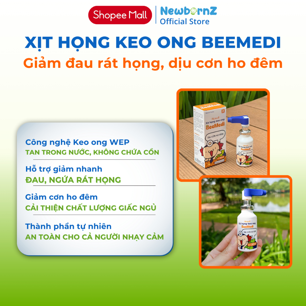 Xịt họng keo ong Altawell BeeMedi 30ml - Giúp giảm ngứa rát họng, giảm sưng amidan, dịu cơn ho đêm, cải thiện giấc ngủ