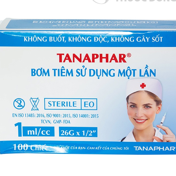 Bơm tiêm sử dụng một lần 1ml/cc TANAPHAR túi 1 chiếc [tân á]