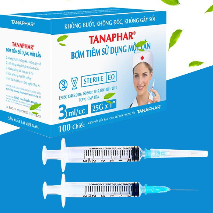 Bơm tiêm sử dụng một lần 3ml/cc TANAPHAR túi  1 chiếc [tân á]