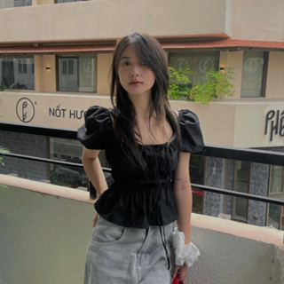 Áo Kiểu Xinh Nữ Tay Phồng Babydoll Công Chúa Tiểu Thư Tay Ngắn Mùa hè Vải Linen siêu mát MA287