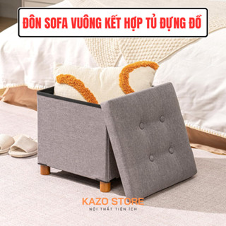 Ghế đôn sofa vuông, ghế bàn trang điểm kết hợp làm tủ đựng đồ tiện lợi