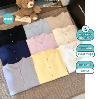  XẢ HÀNG Áo Khoác Cardigan Len Mỏng Cúc Đồng Dáng Vừa Miho House 
