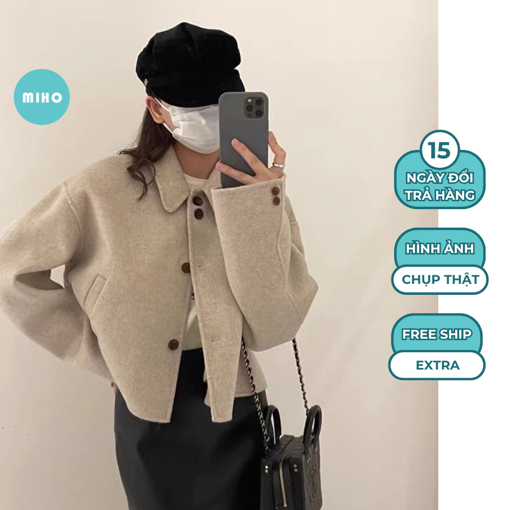 Áo Khoác Dạ Tiêu Dáng Vừa, Áo Dạ Ép 2 Lớp Dày Dặn Miho house