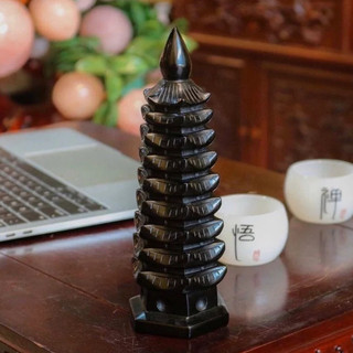 Tháp văn xương đá đen obsidian onyx đen siêu đẹp Đá phong thuỷ Lador