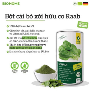 Bột cải bó xôi (spinat) hữu cơ Raab - 210g