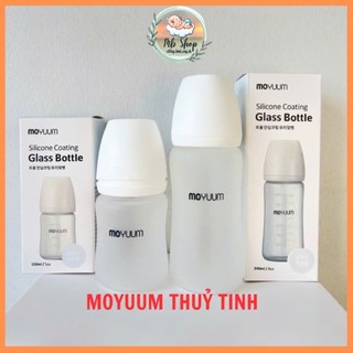 Bình sữa moyuum thuỷ tinh tráng silicone cao cấp có 2 size 150ml và 240ml