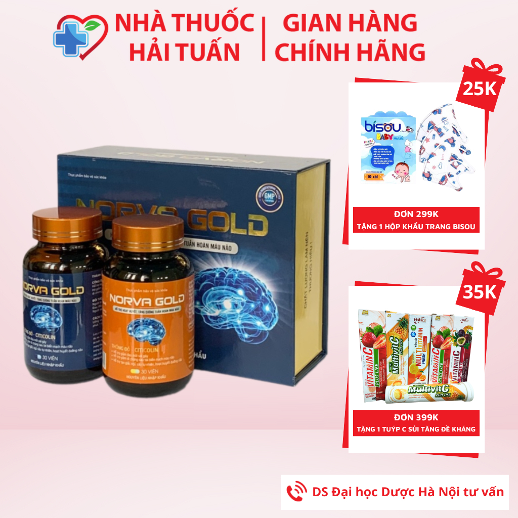 [CHÍNH HÃNG] NORVA GOLD – Hỗ trợ tăng cường tuần hoàn máu não, giảm đau đầu, mất ngủ tê bì tay chân 