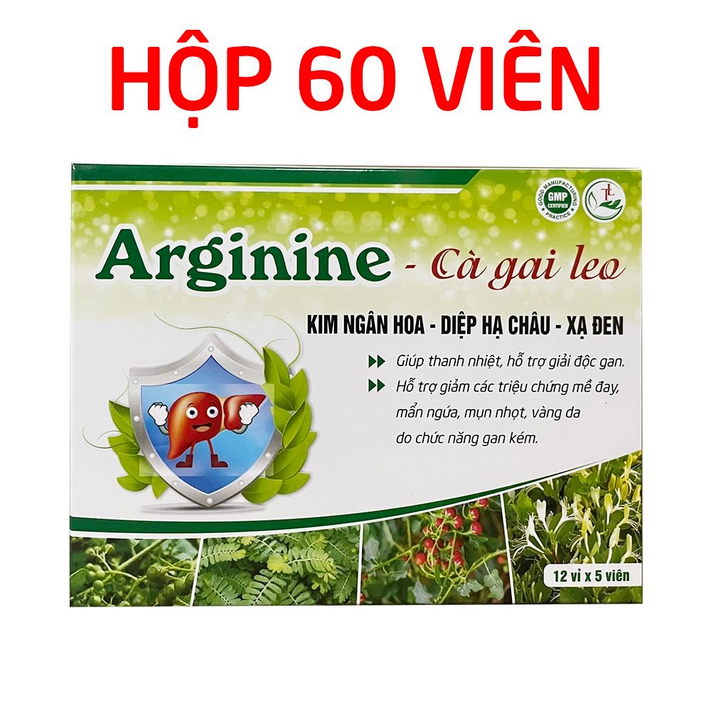 Viên uống Bổ Gan Cà Gai Leo mát gan, giải độc gan, hạ men gan - Hộp 60 viên [Arginin cà gai leo rostex]